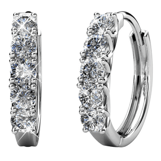 Cate & Chloe Bethany 18k White Gold Plated 15mm Hoop Earrings with Swarovski Crystals for Women