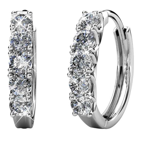 Cate & Chloe Bethany 18k White Gold Plated 15mm Hoop Earrings with Swarovski Crystals for Women
