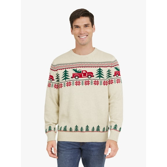 Chaps Men's & Big Men's Cotton Holiday Fairisle Crewneck Sweater, Sizes S-3XL
