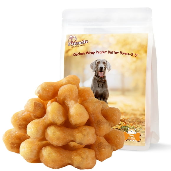 Pawmate Chicken ＆ 2.5" Peanut Butter Bones Dog Treats, Low Fat Natural Treats for All Dogs, 11oz
