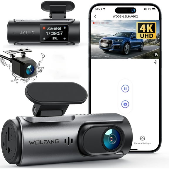 Crosstour Dash Cam,1080P Front and Rear 3”Car Security Camera,External GPS Supported,128GB Max,Black