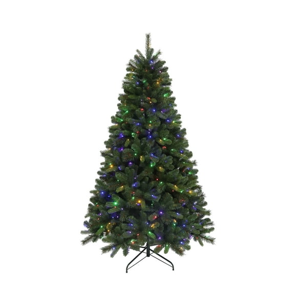 7 ft Valley Pre-Lit Green Artificial Christmas Tree with Color-Changing LED Lights, by Holiday Time