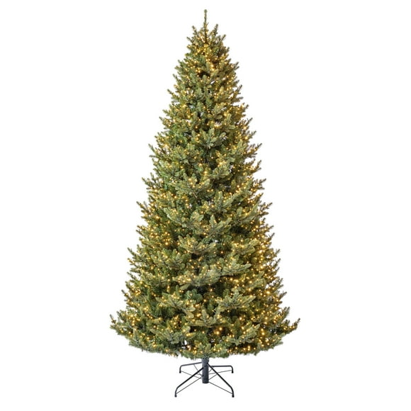 My Texas House 9FT Grand Spruce Prelit Green Artificial Christmas Tree with LumaDazzle Color-Changing Twinkle LED Lights and Quick Set®