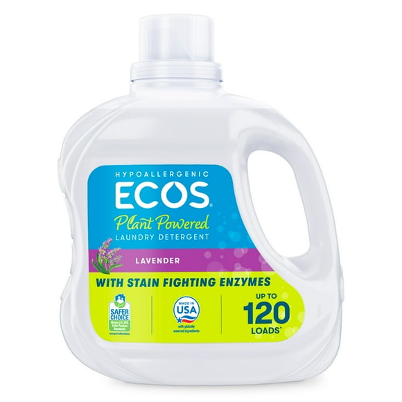 ECOS Hypoallergenic Liquid Laundry Detergent, Lavender, 120 Loads, Laundry Soap, 110 Fl Oz