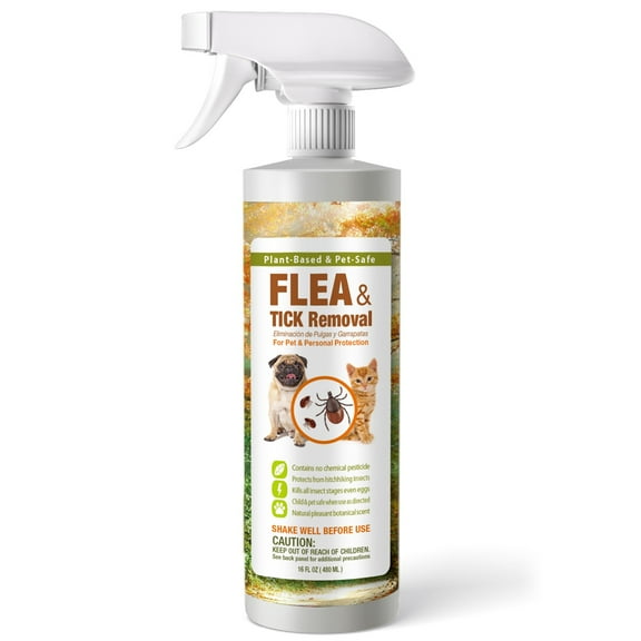 EcoVenger Flea & Tick Removal Spray 16 oz for Dogs and Cats, Protects from Fleas, Mites, Ticks & Mosquitoes