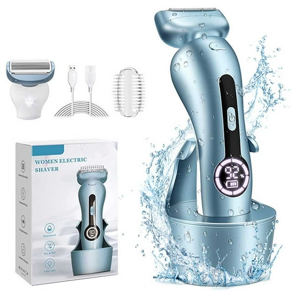 Electric Razor for Women, Painless Womens Electric Shaver, Low Noise Bikini Trimmer Body Hair Removal Rechargeable Wet/Dry Cordless Epilator with LCD Display & Charging Stand for Legs Arm Underarms