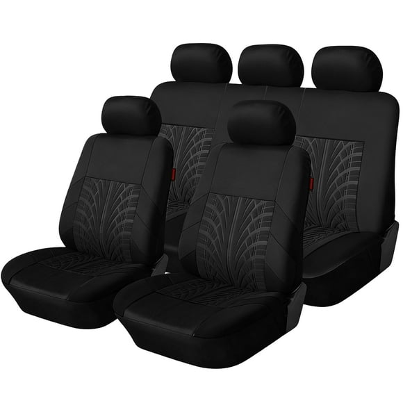 FLORAY 9-Piece Car Seat Covers Full Set - Airbag Safe, Thickened, Split Rear, Machine Washable - Universal Fit for Cars, SUVs, Trucks, Black