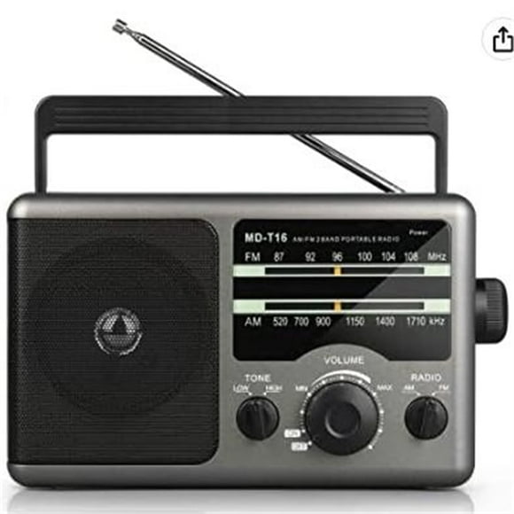 Jazmm AM FM Portable Radio, Large Knob Easy Operated, Portable Transistor Radio, AC/Battery Dual Power for Senior, Elderly