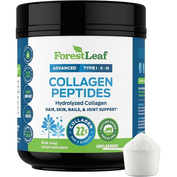 Forest Leaf Hydrolyzed Collagen Peptides Powder Unflavored Protein Powder, 1lb