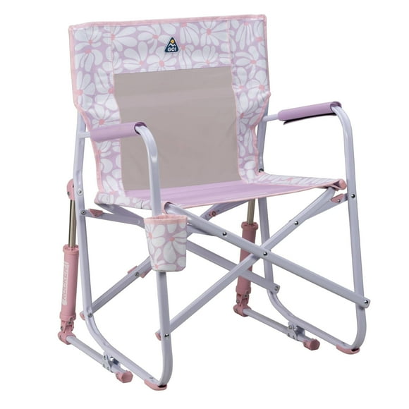GCI Outdoor Freestyle Rocker Foldable Rocking Camp Chair, Purple Floral