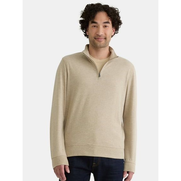 George Men's and Big Men's Knit Jersey Quarter Zip Pullover with Long Sleeves, Sizes S-3XL