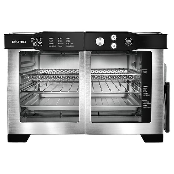 Gourmia French Door 6-Slice Digital Toaster Oven Air Fryer with Integrated Temperature Probe, 24L, Stainless Steel