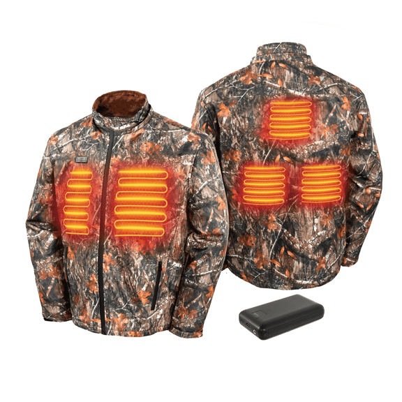 GVDV Hunting Jacket, Camo Heated Jacket Kit, Men's XXL, with 7.4V/16,000mAh Battery Pack