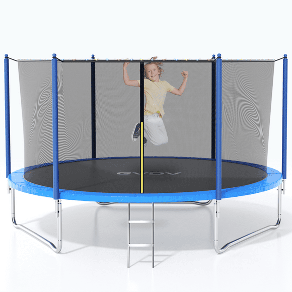 GVDV Outdoor Trampoline, 8' Backyard Recreational Trampoline with Enclosure for Kids & Adults