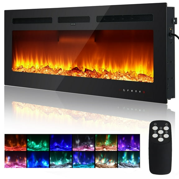 Garvee 60" Electric Fireplace with Remote Controls,Timer,3D Flame Colors for Living Room,Bedroom