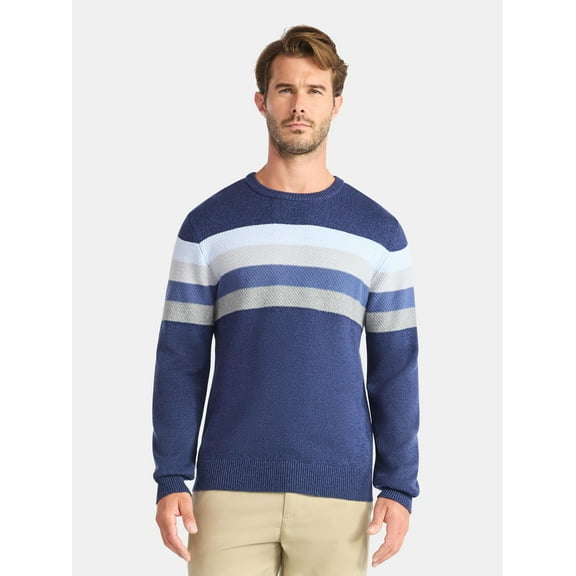 George Men's and Big Men's Chest Stripe Sweater, Midweight, Sizes S-3XL