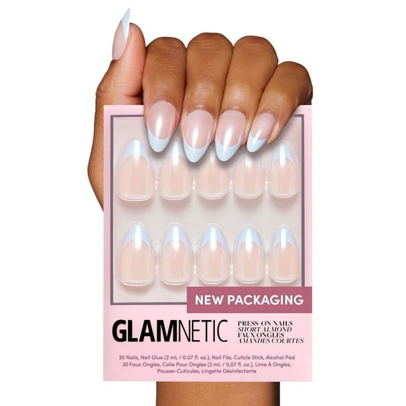 Glamnetic Press-On Nails – Blueberry Icing | Glazed French Tip Nails, "Salon Quality", 30 Count