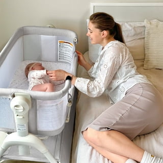HARPPA Baby Bassinet, 3 in 1 Baby Bassinet Bedside Sleeper with Rocking and Adjustable Height, Light Gray
