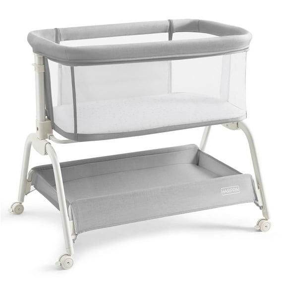 HARPPA Baby Bassinet Bedside Sleeper, 6 Height Adjustable Baby Bassinet for Infants, Grey