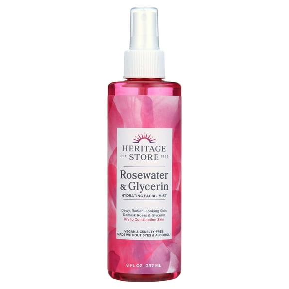 Heritage Store Rosewater & Glycerin, Hydrating Mist for Skin & Hair, 8 fl oz