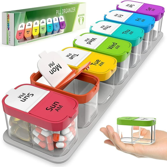 Huge Extra Large Pill Organizer — XL Daily Pill Box — 7 Day Am Pm Pill Case Jumbo Pill Container — Supplement Organizer — Twice A Day Big Pill Organizer