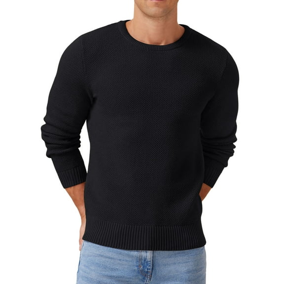 Iceglad Mens Pullover Sweater Soft Lightweight Casual Classic Crewneck Knitwear Sweaters with Ribbing Edge