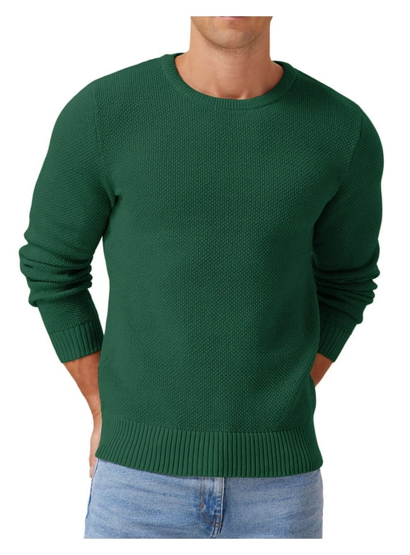 Mens Pullover Sweater Soft Lightweight Casual Classic Crewneck Knitwear Sweaters with Ribbing Edge