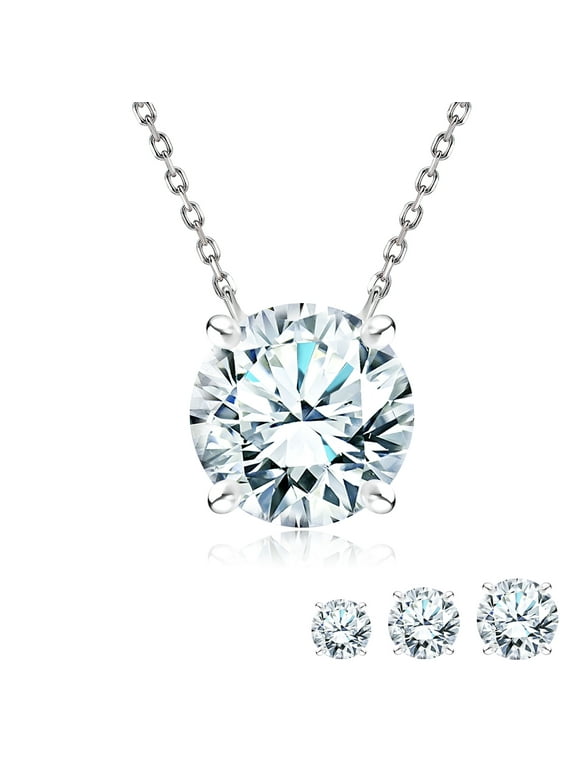 Certified Lab Grown Diamond 0.50 Carat Round Cut Classic Solitaire Pendant Necklace - in 18K White Gold Plating for Women