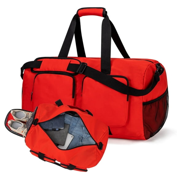 Kabaqoo Duffle Bag with Shoe Compartment, 40L Overnight Bag for Weekend Travel