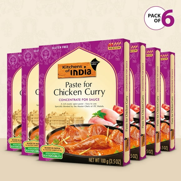 Kitchens of India Spicy Curry Paste, 3.5 oz Packet, Pack of 6