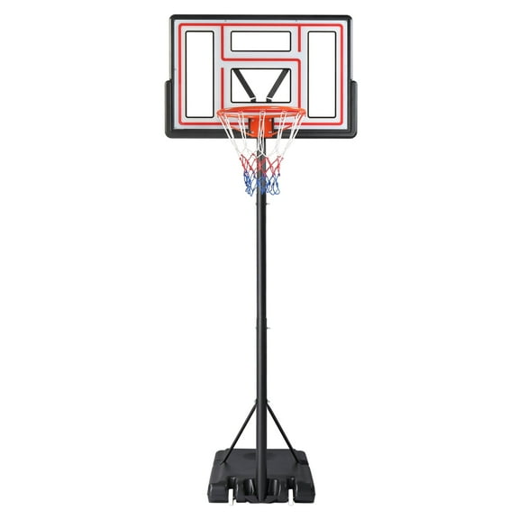 Ktaxon 44inch Portable Basketball Hoop Outdoor, Basketball Goal System 4.4-10ft Height Adjustable, Shatterproof Backboard, Red