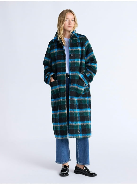 Women's and Women's Plus Long Wool Blend Coat, Sizes XS-4X