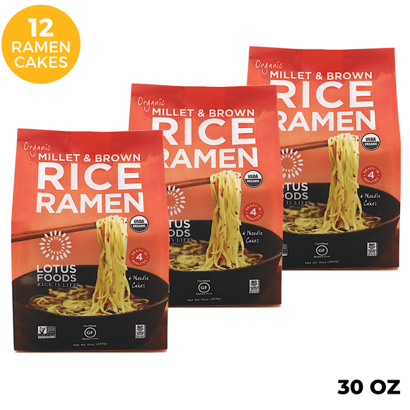 Lotus Foods Gluten-Free Organic Millet & Brown Rice Ramen Noodles, 12 count (30 oz)
