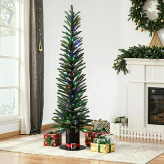 LuxenHome 5.5Ft Pre-Lit Green Artificial Tree with Tophat Pot