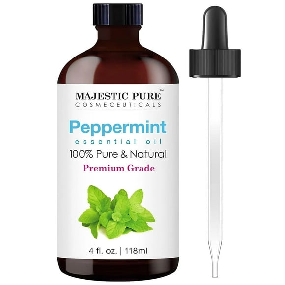MAJESTIC PURE Peppermint Essential Oil | 100% Pure and Natural Peppermint Oil | Premium Grade Essential Oils for Hair Care, Home Diffusers, Skin, Aromatherapy, Massage and Humidifiers | 4 fl oz