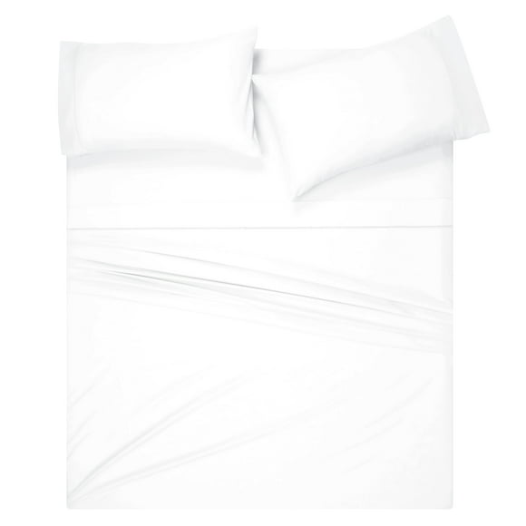 MALLONI HOME Queen Sheet Set - Cotton Rich Bedding Sets Queen, 4 Piece Deep Pocket Queen Sheet - Ultra Soft, Wrinkle Resistant, Quick Dry, Easy Care Queen Sheets - White