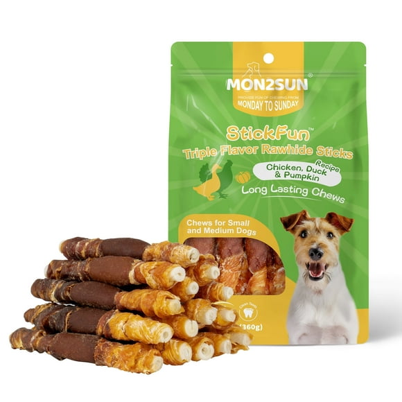 MON2SUN Chicken Liver Duck & Chicken Wrapped Rawhide Small Dog Treats, 13 oz (18 Count)