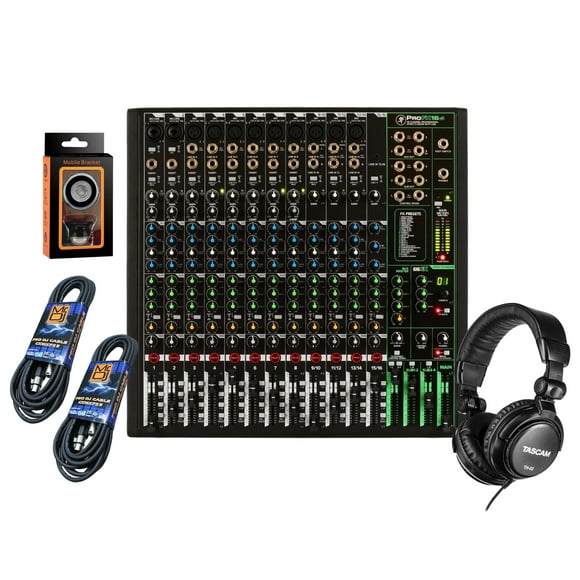Mackie ProFX16v3 16-Channel Mixer with Built-in Effects and USB + Pro TH02 Headphone with Pair of XLR Cable+free Absolute Phone Holder
