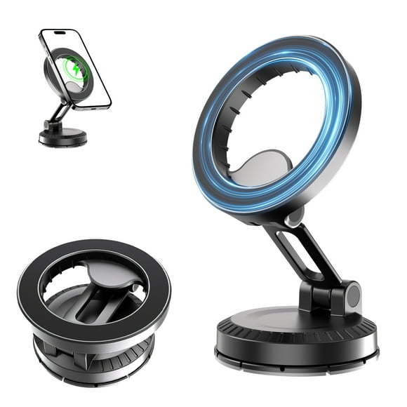 FAMOO Magsafe phone Holder for Car, Dashboard car Phone Holder for iPhone, Compatible for MagSafe Car Mount, Rotate 360 Degrees, Fit for iPhone & Android, Black