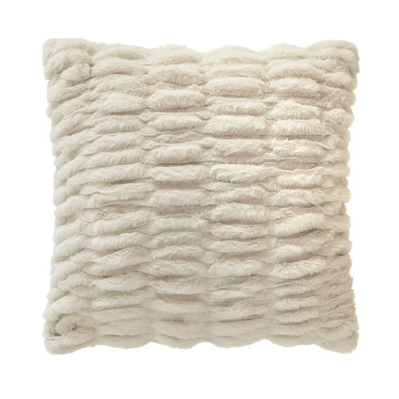 Mainstays 18" x 18" Papyrus Beige Ruched Fur Decorative Throw Pillow