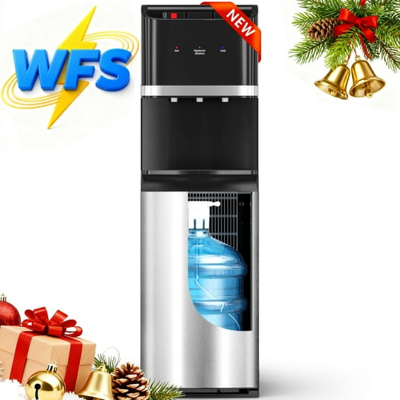 Patiosunny Bottom Loading 304 Stainless Steel  Water Cooler Dispenser for 5 Gallon Bottles, Water Cooler with 3 Temperature Settings - Hot, Cold & Room Water, Ideal Design for Home & Office