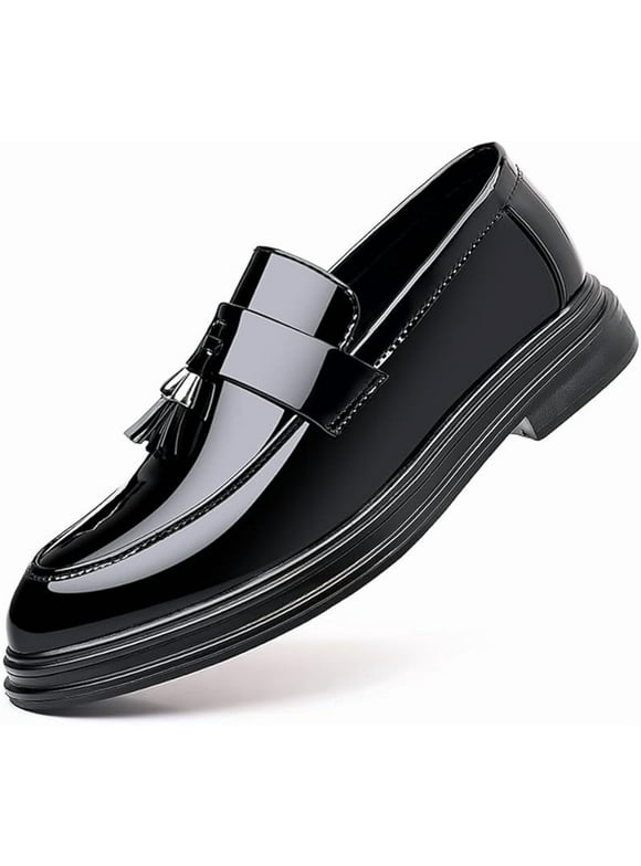 Men's Casual Driving Shoes Patent Leather Tassel Loafers Non-Slip Penny Formal Tuxedo Shoes Business Party Leather Shoes