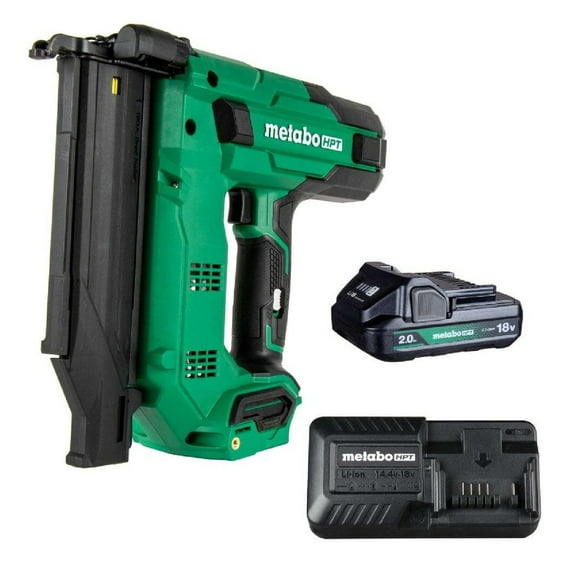 Metabo HPT 18V MultiVolt Compact Cordless Brad Nailer Kit, 18 Gauge Nailer with Power Tool 2.0Ah Lithium Ion Battery, NT1850DG