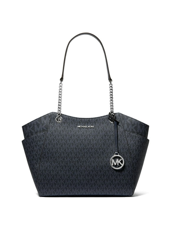 Women's Jet Set Large Signature Logo Top Zip Shoulder Bag (Admiral)