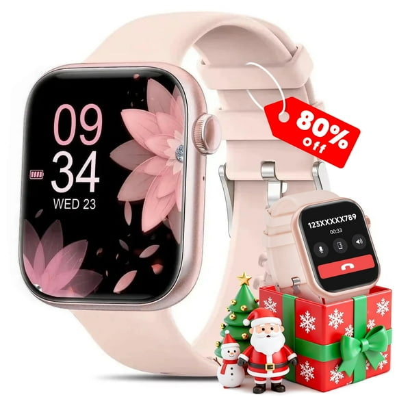Mingdaln 1.85-inch Men Womens Smartwatch,with Bluetooth Answer/Make Calls/120+Sports Modes/10 Days Standby, IP68 Waterproof Fitness Tracker Fits for Android Iphone Devices, perfect gift（Pink）