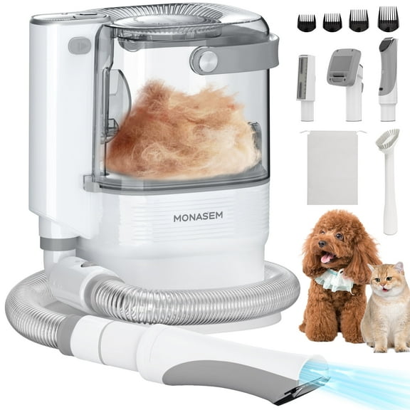 Monasem Dog Grooming Vacuum for Shedding, 13,200Pa Pet Grooming Vacuum Kit with Dogs Cats Clippers, 6 in 1 Low Noise Home Cleaning Tool