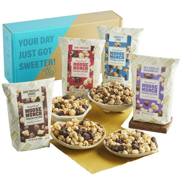 Moose Munch® Premium Popcorn Variety Box - 4 Bags (10Oz Each), Popcorn Variety Pack, Movie Night Snacks, Sweet And Salty Treats