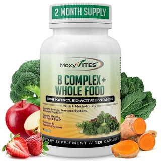 MoxyVites Vitamin B Complex with Methyl B12 and B6, Vegan, 120 Capsules