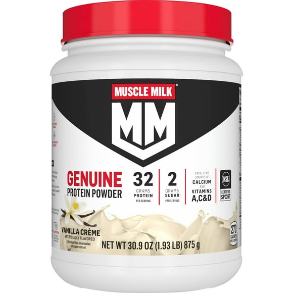 Muscle Milk Genuine Protein Powder, Vanilla, 32g Protein, 1.9lb, 30.9oz
