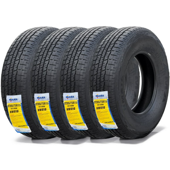 NAMA Set of 4 NM616 Heavy Duty ST Tire Radial Trailer Tire 205/75R15 Load Range E 10 Ply